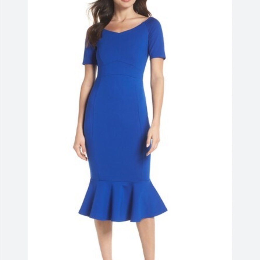 Felicity & Coco Blue Trumpet Midi Skirt